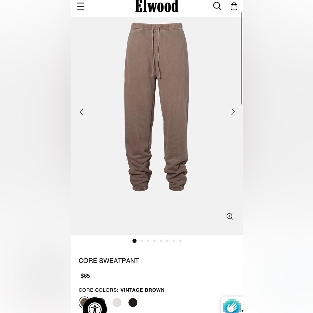 Elwood Core Sweatpants in color Vintage Brown, size Small